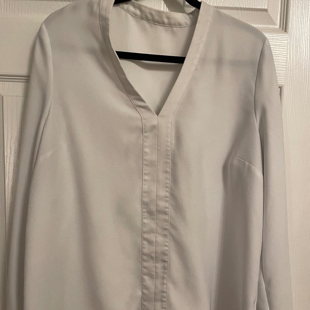 Halston Long Sleeve White Blouse